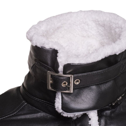 Handmade Harry's Sherpa Leather Jacket With Double Collar