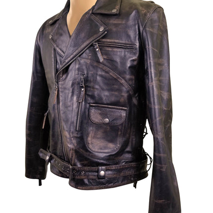 Handmade  Arnold Schwarzenegger Terminator 2 Distressed Biker Leather Jacket