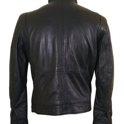 Handmade  Benson Zip Up Leather Jacket With Flap Pockets