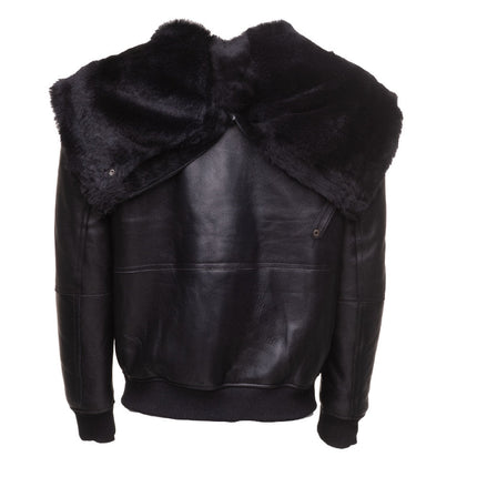 Handmade  Gregos Varsity Style Sheepskin Shearling Jacket With Large Hoodie