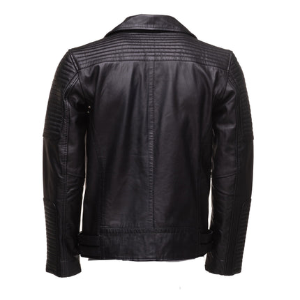 Handmade Micheals Biker Style Leather Jacket With Snap Buttons Closure