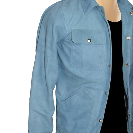 Handmade Sky blue Suede Shirt