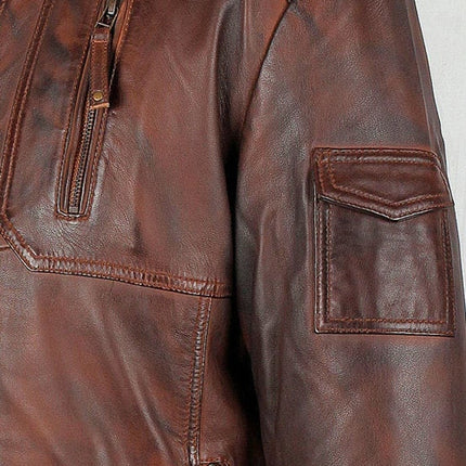 Handmade Men's Allen Cognac Leather Jacket