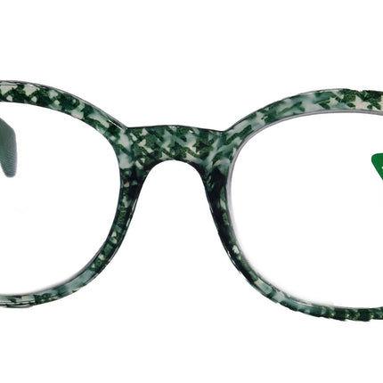 The Alchemist, (Premium) Reading Glasses, High End Readers, Magnifying Eyeglasses, (Green Translucent) (Round) (Houndstooth) NY Fifth Avenue