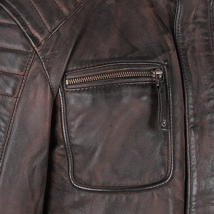 Handmade Men's Benton Distressed Moto Style Leather Jacket