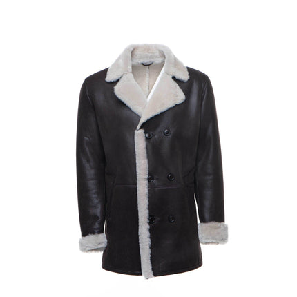 Handmade Jozef's 3/4 Length Brown Shearling Buttoned Coat