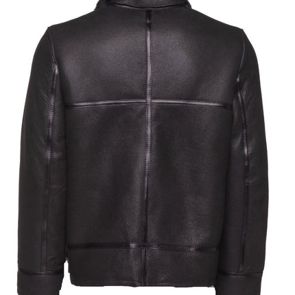 Handmade Black B3 Bomber Aviator Shearling Jacket