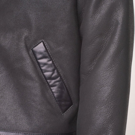 Handmade Black B3 Bomber Aviator Shearling Jacket