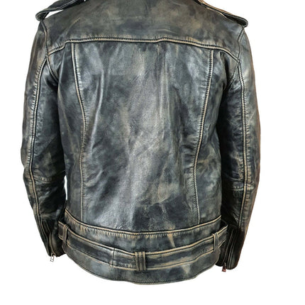 Handmade Distressed Biker Style Jacket With Belt