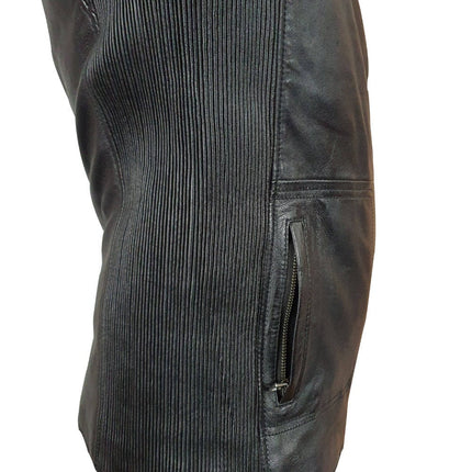Handmade Cleve's Leather Jacket With Stretch Panel