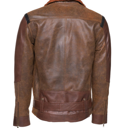 Handmade Vintage Brown Sherpa Lined Leather Jacket With D Pocket