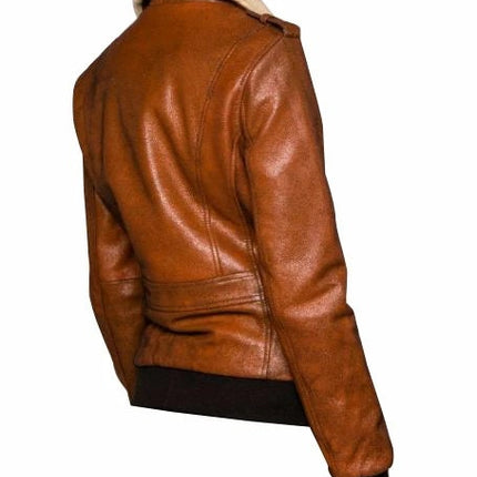 Handmade  Dominic's Bomber Style Leather Jacket With Fur Collar