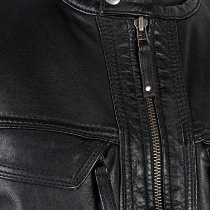 Handmade Men's Bonito Black Leather Jacket