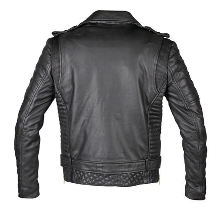 Handmade Mercado's Quilted Biker Leather Jacket With Waist Belt