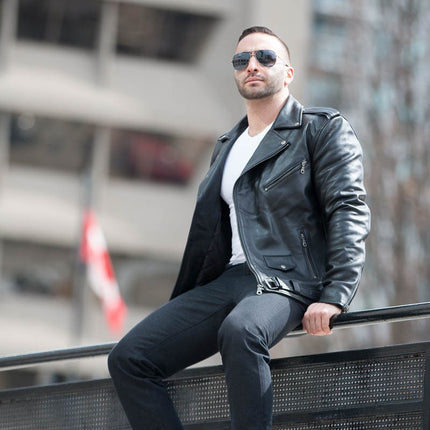 Handmade Slim Fit Biker Style Jacket With Belt