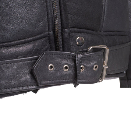 Handmade Black on Black Shearling Biker Jacket