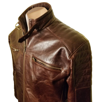 Handmade Morton's Vintage Moto Style Jacket With Collar Belt