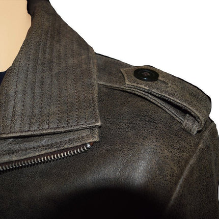 Handmade  Vintage Blast Leather Jacket With Point Collar