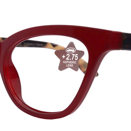 Le Rouge, Premium Reading Glasses High End Reading Glass +1.50 to +3 magnifying glasses (Red Cat Eye) Optical Frames
