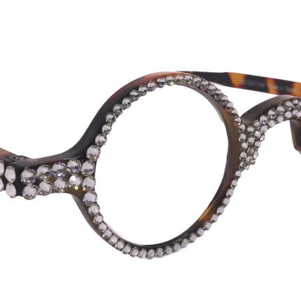 Picasso, (Bling) Reading Glasses 4 Women W Clear Crystal  Genuine European Crystals (Brown) Round. NY Fifth Avenue