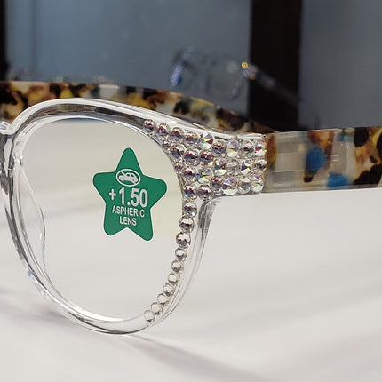 Fuji, (Blue Light Glasses) (60% Anti Blue Light Ray Protection) Women, Anti Eyestrain, Light Amber Lens, 4 All Screen Types, Clear Frame