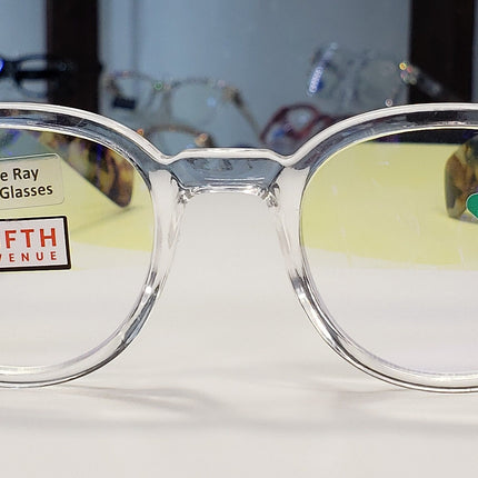 Fuji, (Blue Light Glasses) (60% Anti Blue Light Ray Protection) Women, Anti Eyestrain, Light Amber Lens, 4 All Screen Types, Clear Frame