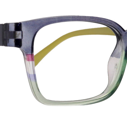 Leo, (Blue Light Glasses) Smudge Proof, Premium Blue Ray Blocking, Amber Lens, (Reading Glasses, No RX, Gamers Glasses) Square (Blue, Lime)
