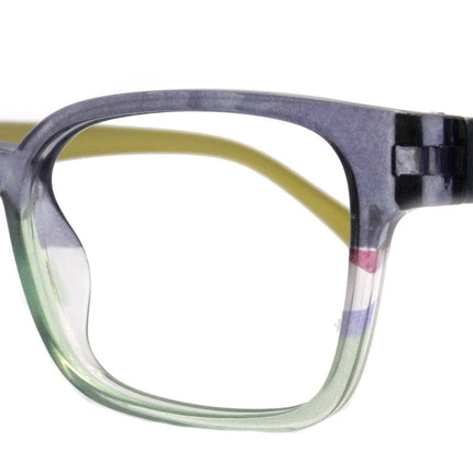 Leo, (Blue Light Glasses) Smudge Proof, Premium Blue Ray Blocking, Amber Lens, (Reading Glasses, No RX, Gamers Glasses) Square (Blue, Lime)