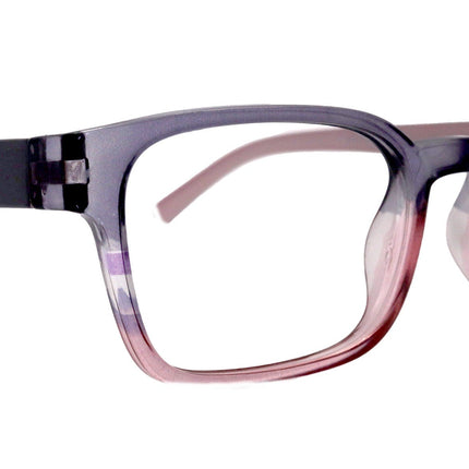 Leo, (Blue Light Glasses) Smudge Proof, Premium Blue Ray Blocking, Amber Lens, (Reading Glasses, No RX, Gamers Glasses) Square (Blue, Pink)