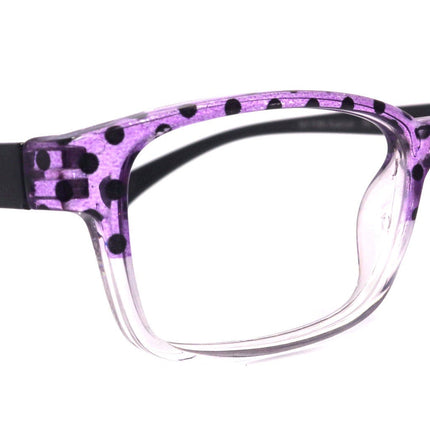 Julia, Premium Reading Glasses High End Reading Glass +.50 to +6 magnifying glasses (Purple Polka Dot) (Square) optical Frames
