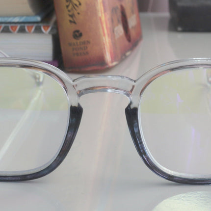 Alamo,(Blue Light Glasses) Smudge Proof, Premium Blue Ray Blocking, Amber Lens, (Reading Glasses, No RX, Gamers) Translucent Blue and Clear
