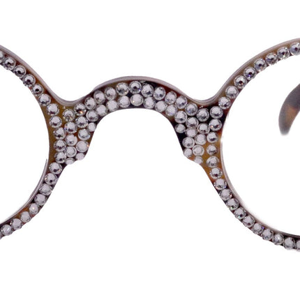 Picasso, (Bling) Reading Glasses 4 Women W Clear Crystal  Genuine European Crystals (Brown) Round. NY Fifth Avenue