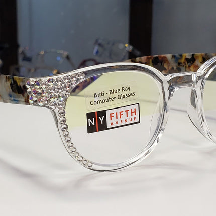 Fuji, (Blue Light Glasses) (60% Anti Blue Light Ray Protection) Women, Anti Eyestrain, Light Amber Lens, 4 All Screen Types, Clear Frame