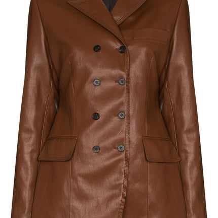 Handmade Double-Breasted Faux-Leather Blazer