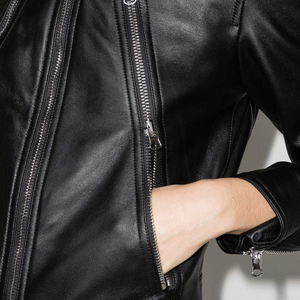 Handmade  Zip-Up Leather Jacket