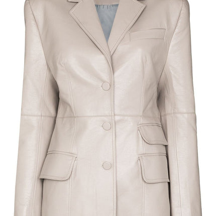 Handmade Faux-Leather Single-Breasted Blazer