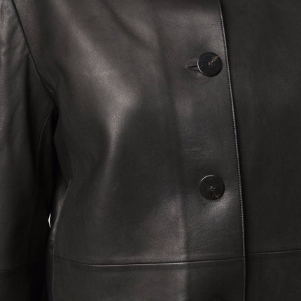 Handmade  Cropped Piazza Leather Coat
