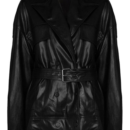 Handmade  Belted Faux-Leather Jacket