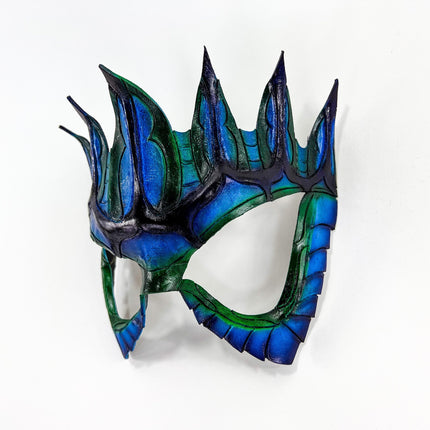 Masquerade Crown Mask of Handmade Genuine Leather in blue