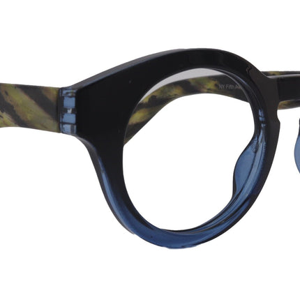 Berlin, (Blue Light Glasses) Reading, High End Readers, Magnifying Eyeglass (Black/Blue) (Round) (Thick Frame) (Over size) NY Fifth Avenue