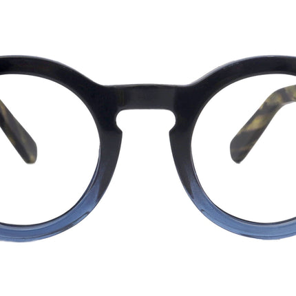 Berlin, (Blue Light Glasses) Reading, High End Readers, Magnifying Eyeglass (Black/Blue) (Round) (Thick Frame) (Over size) NY Fifth Avenue
