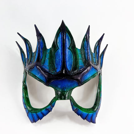 Masquerade Crown Mask of Handmade Genuine Leather in blue