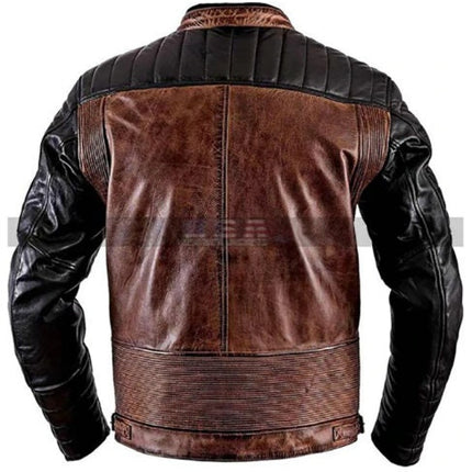 Handmade Men Brando Cafe Racer Retro Biker Brown Leather Jacket