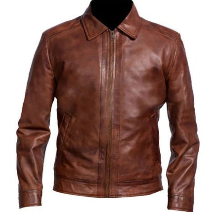 Handmade Cafe Racer Retro Slim Fit Brown Leather Jacket