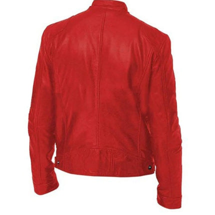 Handmade  Cafe Racer Red Motorcycle Vintage Biker Men Red Distressed Leather Jacket