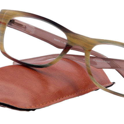 Kelly, (Premium) Reading Glasses High End Readers +1.25 to +4 Magnifying (Brown ) Square. Optical Frames, NY Fifth Avenue.