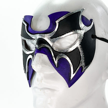 Super Hero Wrestling Mask Handmade Genuine Leather Mask in Purple and Silver