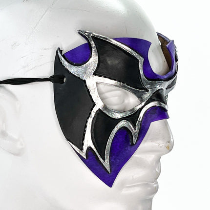 Super Hero Wrestling Mask Handmade Genuine Leather Mask in Purple and Silver