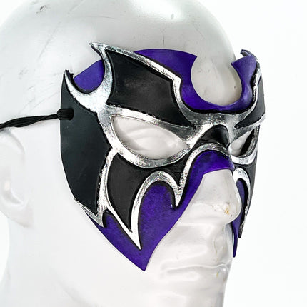 Super Hero Wrestling Mask Handmade Genuine Leather Mask in Purple and Silver