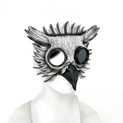 White Horned Owl Goggles Handmade Genuine Leather Mask
